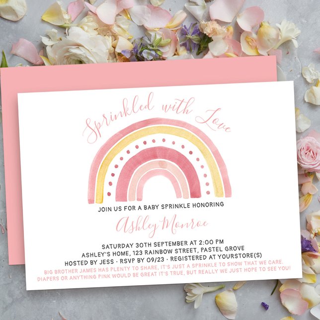 Baby shower Rainbow Girl Baby Sprinkle Invitation (cute and simple rainbow girls baby sprinkle invitation - message me to create additional templates)