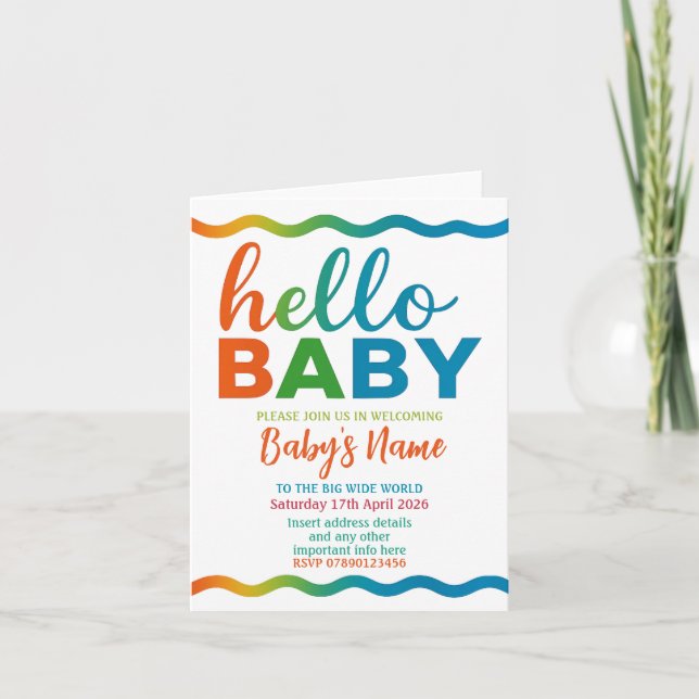 Baby shower Rainbow invitation invitation personna (Devant)