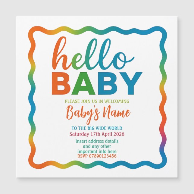 Baby shower Rainbow invitation invitation personna (Devant)