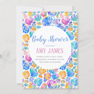 Baby shower Rainbow Seashells Invitation