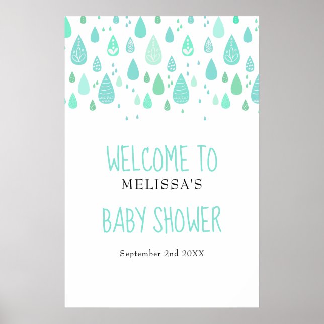 Baby shower Raindrops mignon / Affiche de bienvenu (Devant)