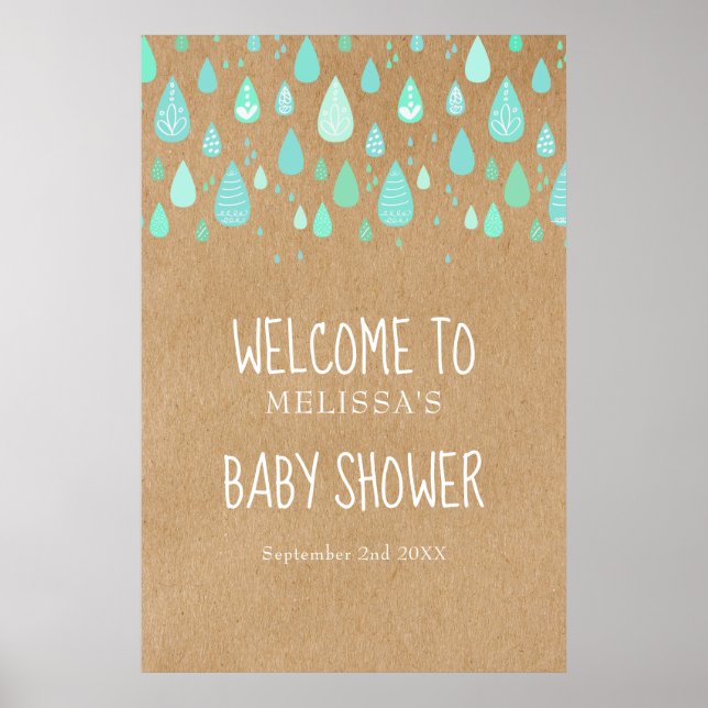 Baby shower Raindrops mignon / Affiche de bienvenu (Devant)