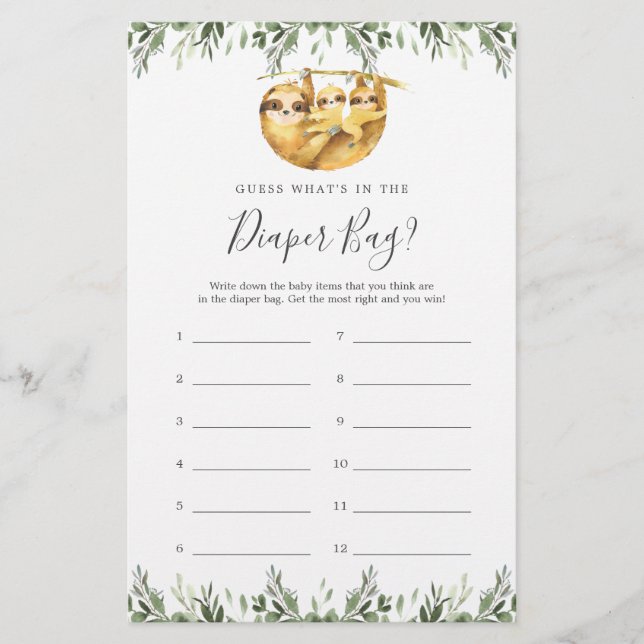 Baby Shower rät, was in der Windelbeutel ist (Vorderseite)