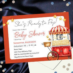 Baby Shower Ready to Pop Popcorn Vintage Einladung