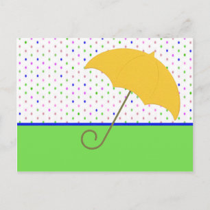BABY SHOWER REGENSCHIRM POLKA EINLADUNGSPOSTKARTE