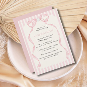 Baby Shower Rosa Bogen Streifen Baby Mädchen Moder Einladung