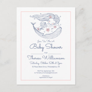 Baby Shower   Rosa Meerjungfrau-Einladung für klei Postkarte