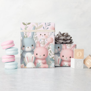 Baby-Shower-Rosa-Waldtiere-Geschenkpapier Geschenkpapier