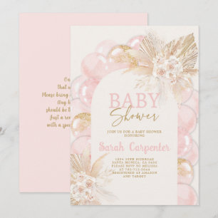 Baby shower rose Boho Arch Invitation fille