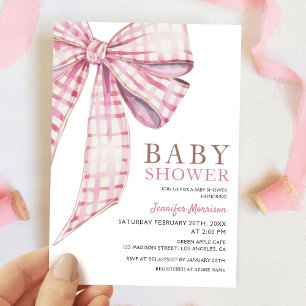Baby shower rose Bow Girl Aquarelle Invitation