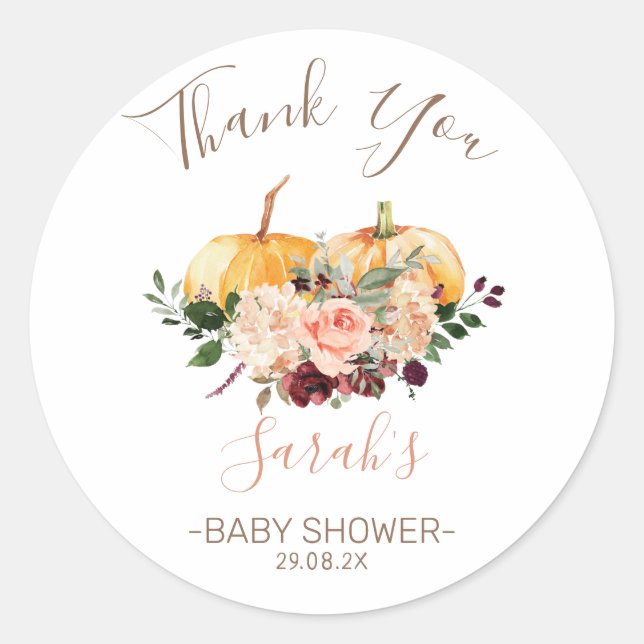 Baby shower rose Citrouille Favoriser Sticker (Devant)