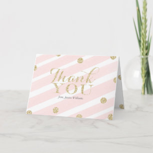 Baby shower rose et or   cartes de remerciements