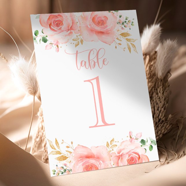 Baby shower Rose & Gold Girl Numéro de table (Créateur téléchargé)