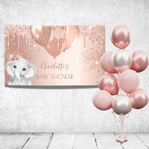 Baby Shower Rose Gold Glitzer Elefantenmädchen Banner