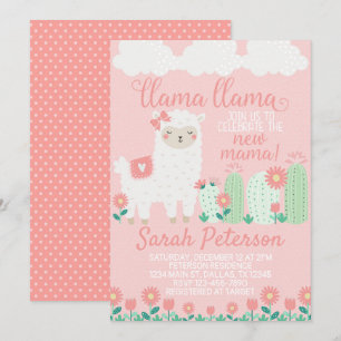 Baby shower rose Llama Invitation de l'invitation
