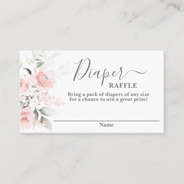 Baby shower rose pâle fille Diaper Carte Raffle (Devant)