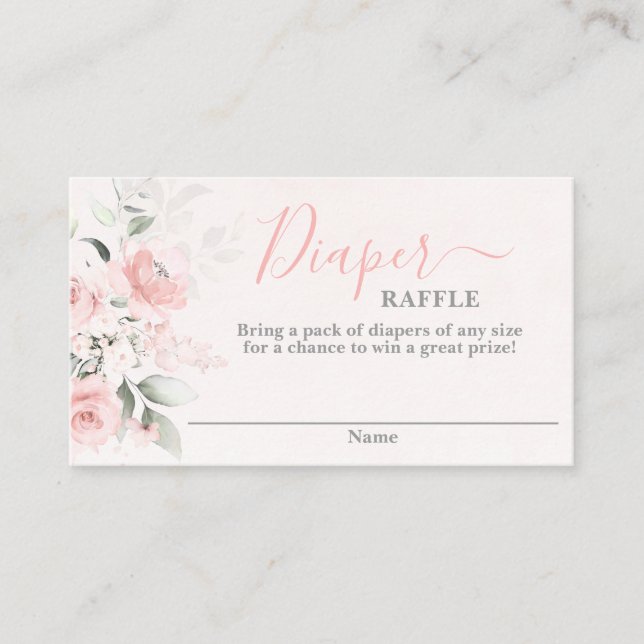 Baby shower rose pâle fille Diaper Carte Raffle (Devant)
