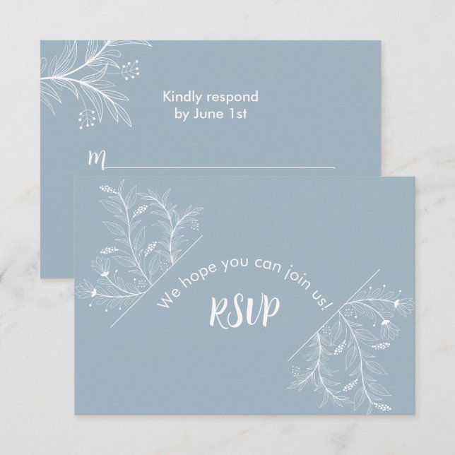 Baby shower RSVP Floral Bleu (Devant / Derrière)