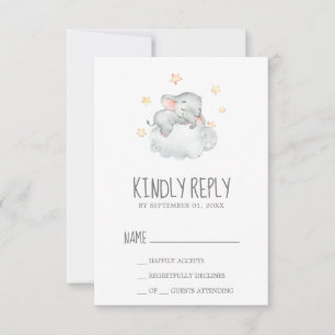 Baby shower RSVP Sleeping Little Elephant Girl