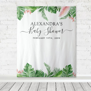 Baby Shower Rückwand Tropische Blumen Foto Booth Wandteppich
