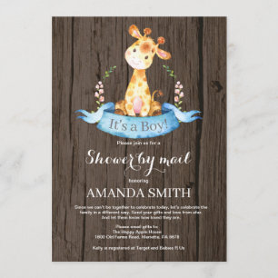 Baby shower Rustic Boy Giraffe par mail Invitation