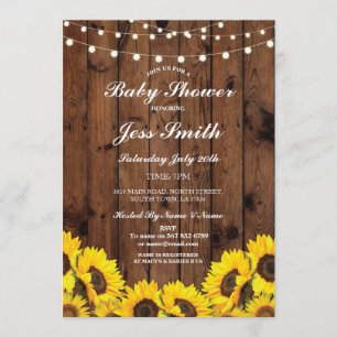 Baby shower Rustic Tournesol Invitation de la fête