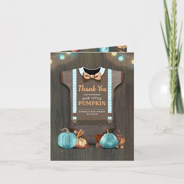 Baby shower Rustique Automne Citrouille Merci (Devant)