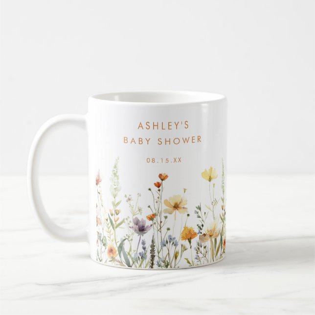 Baby shower rustique Fleur sauvage de café Mug (Gauche)
