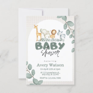Baby shower Safari vert Invitation