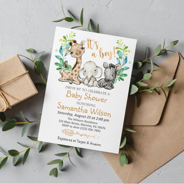 Baby shower Safari Wild Boy Invitation (Créateur téléchargé)