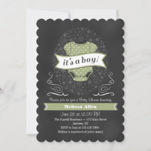 Baby shower Sage Green Chalkboard Boy Invitation