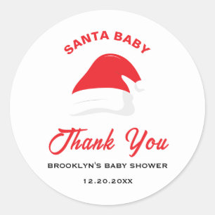 Baby-Shower-Santa-Baby-Wintermütze geschlechtsneut Runder Aufkleber