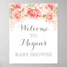 Baby-Shower-Schild Rosa Aquarellblumen