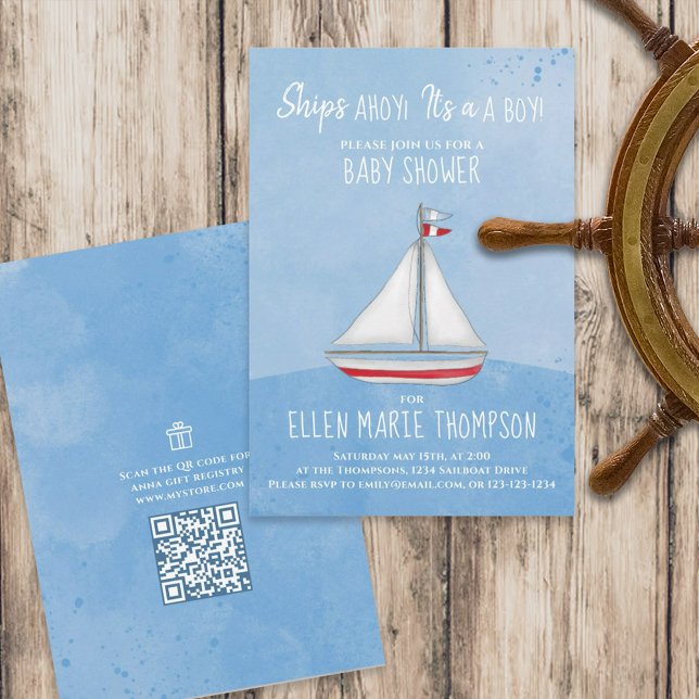Baby Shower Ship Ahoy Es ist eine Boy Geschenkregi Einladung (Von Creator hochgeladen)