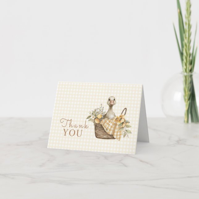 Baby Shower Silly Goose Lemon  Dankeskarte (Vorderseite)