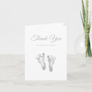 Baby shower simple Merci moderne Gris Empreinte