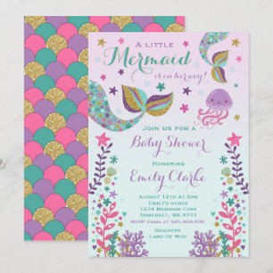 Baby shower Sirène Invitation Douche Or Rose