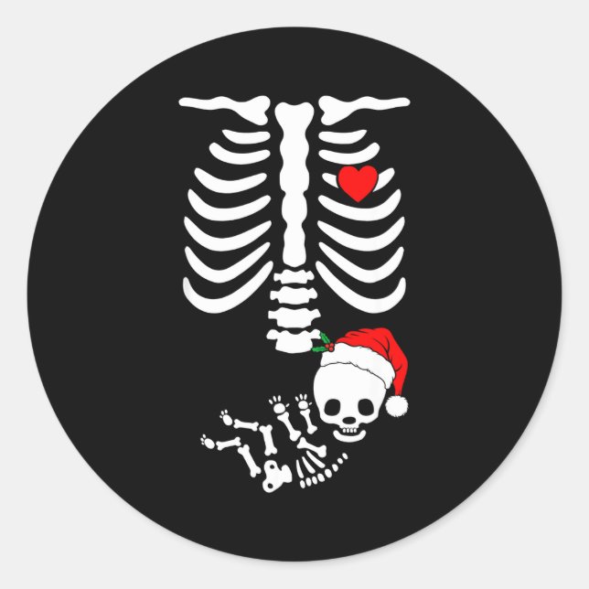 Baby Shower Skeleton Christmas Santa Pregnancy Ann Runder Aufkleber (Vorderseite)