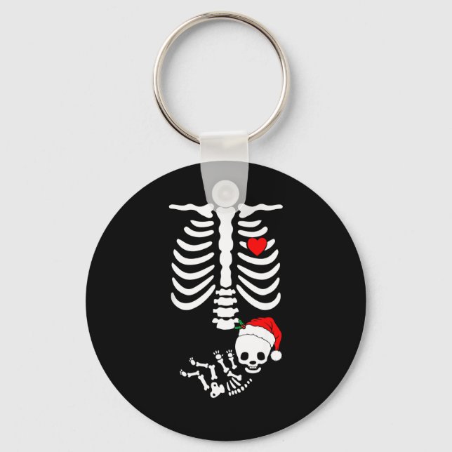 Baby Shower Skeleton Christmas Santa Pregnancy Ann Schlüsselanhänger (Vorderseite)