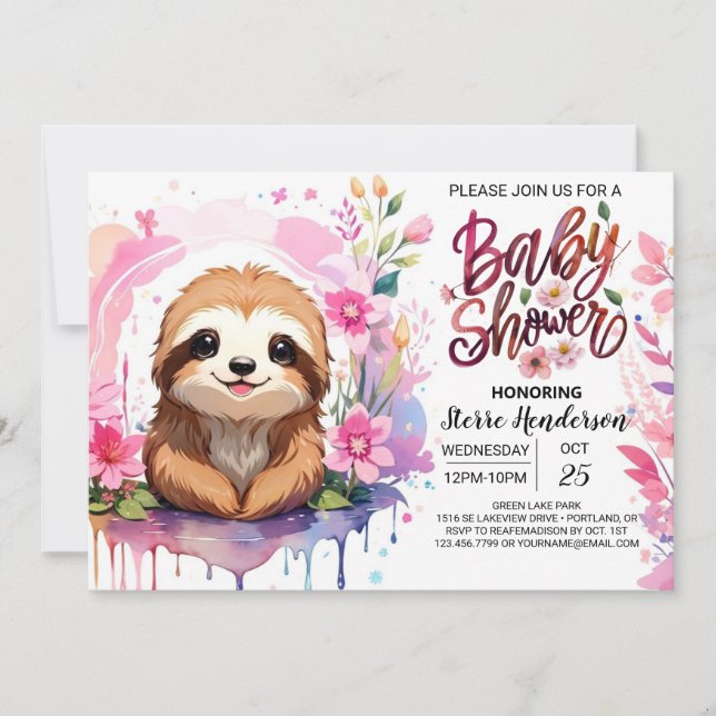 Baby Shower Sloth's Paradies Einladung (Vorderseite)