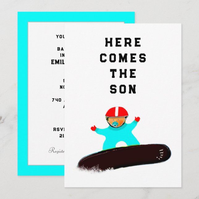 Baby Shower Snowboarder Einladungen (Vorne/Hinten)