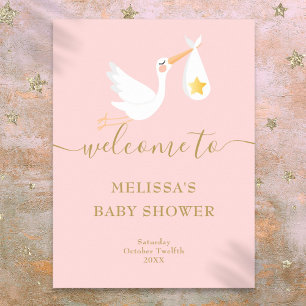 Baby-Shower-Sondersendung-Storch-Willkommensschild Poster