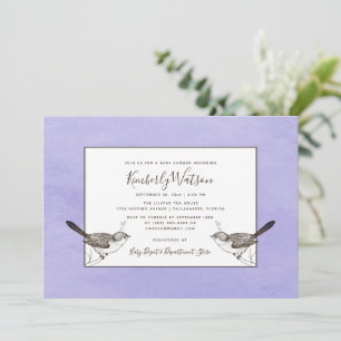 Baby shower Songbird Pair   Purple Invitation