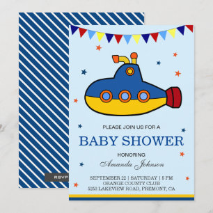 Baby shower sous-marin coloré mignon Invitation