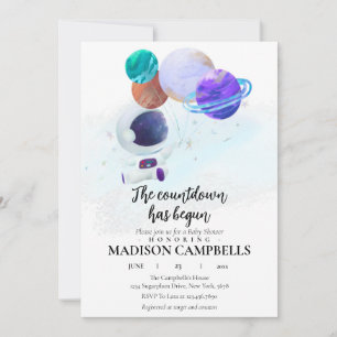 Baby shower spatial Invitation Galaxie Espace extr