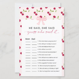 Baby Shower Spiel "Er sagte, sie sagte" mit rosa S
