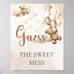 Baby-Shower-Spiel ERRATE DAS SÜSSE CHAOS Bär-Ballo Poster