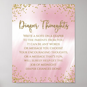 Baby Shower-Spiel: Gedanken zur rosa-goldenen Wind Poster