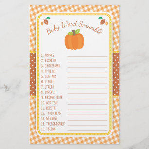 Baby Shower Spiel - Herbst-Kürbis-Worträtsel Flyer