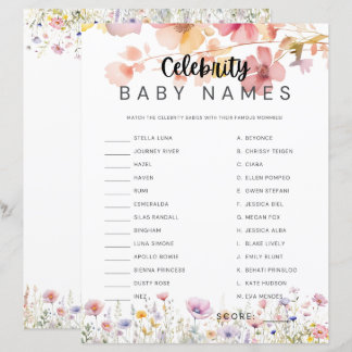 Baby-Shower-Spiel Prominente Babynamen zuordnen